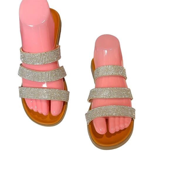 STEVE MADDEN ‘Melzy’ 3 Strap Rhinestone Sandals 7.5M Formal Bling NightOut - Picture 10 of 12